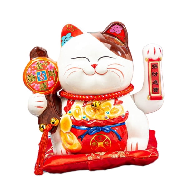 Figura de gato de la suerte, decoración para salpicadero de coche, estatua de gato de dibujos animados, figura en miniatura para Estilo B