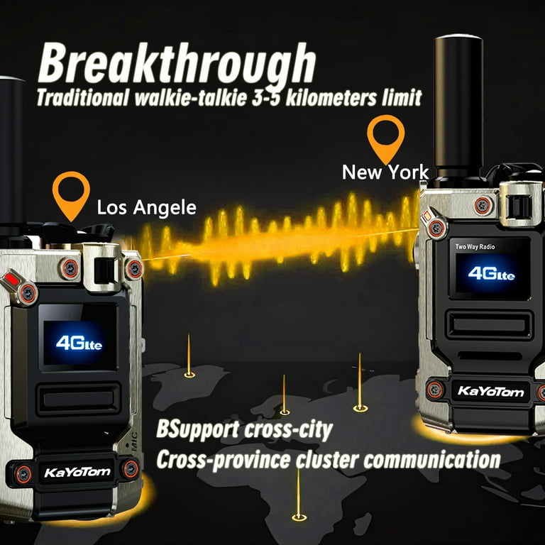 Kayotom 500-Channel Two-Way Walkie Talkie for Adults, Long Distance, 4-Pack 
