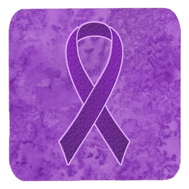 Carolines Treasures AN1207FC 3.5 x 3.5 In. Ruban Violet pour Pancréatique et Leiomyosarcome Sensibilisation au Cancer Sous-Verres-Ensemble de 4