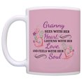thumbnail image 3 of ThisWear Gifts for Granny Sees with Heart Listen Love Feels Soul 11 ounce 2 Pack Coffee Mugs Floral, 3 of 5