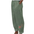thumbnail image 2 of Summer Saving Wycnly Womens Harem Pants Elastic Waist Pants for Women Fall Vintage Dandelion Print Cotton Linen Long Pants Plus Size Casual Pocket Straight Leg Trousers Fall, 2 of 4