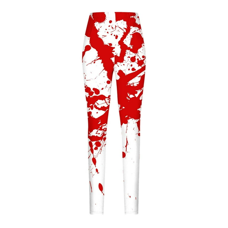 Women's Brushed Halloween Leggings Ankle Length Seasonal Cute Printed  Graphic Tights Leggings Underpants S-XXL (Small, Red)