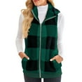 thumbnail image 2 of Busydd Women Fleece Vest Fashion Plaid Sleeveless Warm Fuzzy Winter Vest for Women Casual Stand Collar Zipper Women's Outerwear Vests with Pockets S, 2 of 9