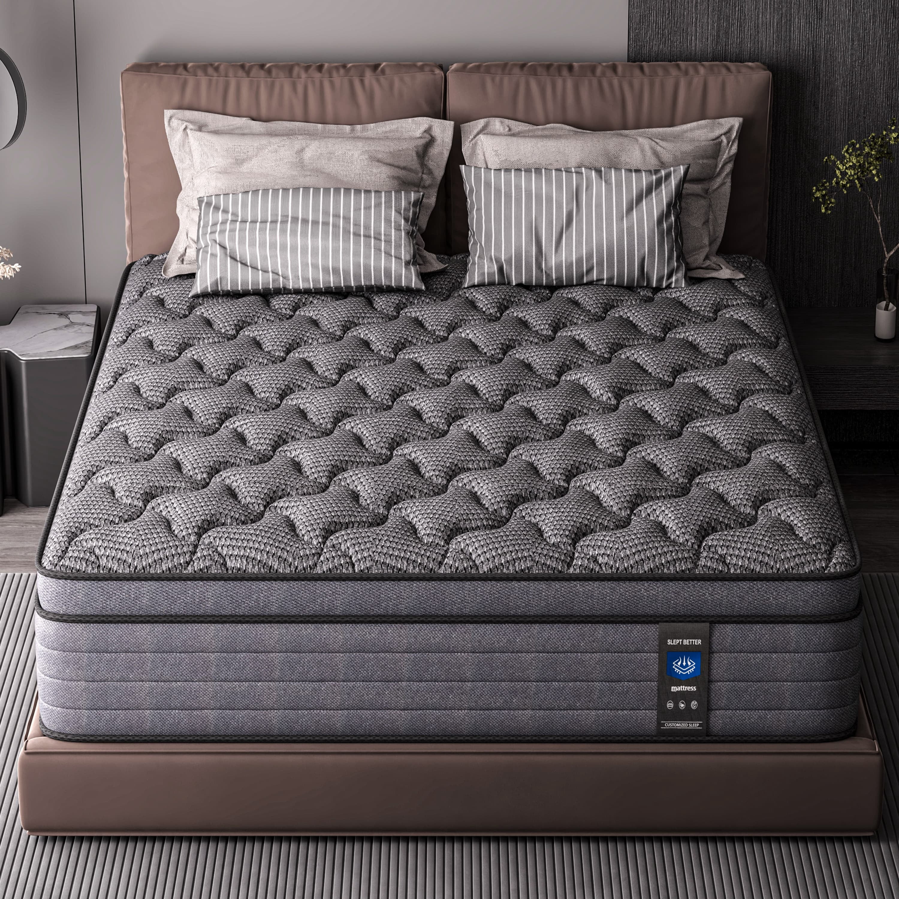 MRH Full Mattress 12 Inch Medium Form Hybrid Mattress Gel Memory Foam Mattress with Individually Pocket Springs CertiPUR-US Certified Breathable Pressure Relief Black Fiberglass Free Mattress