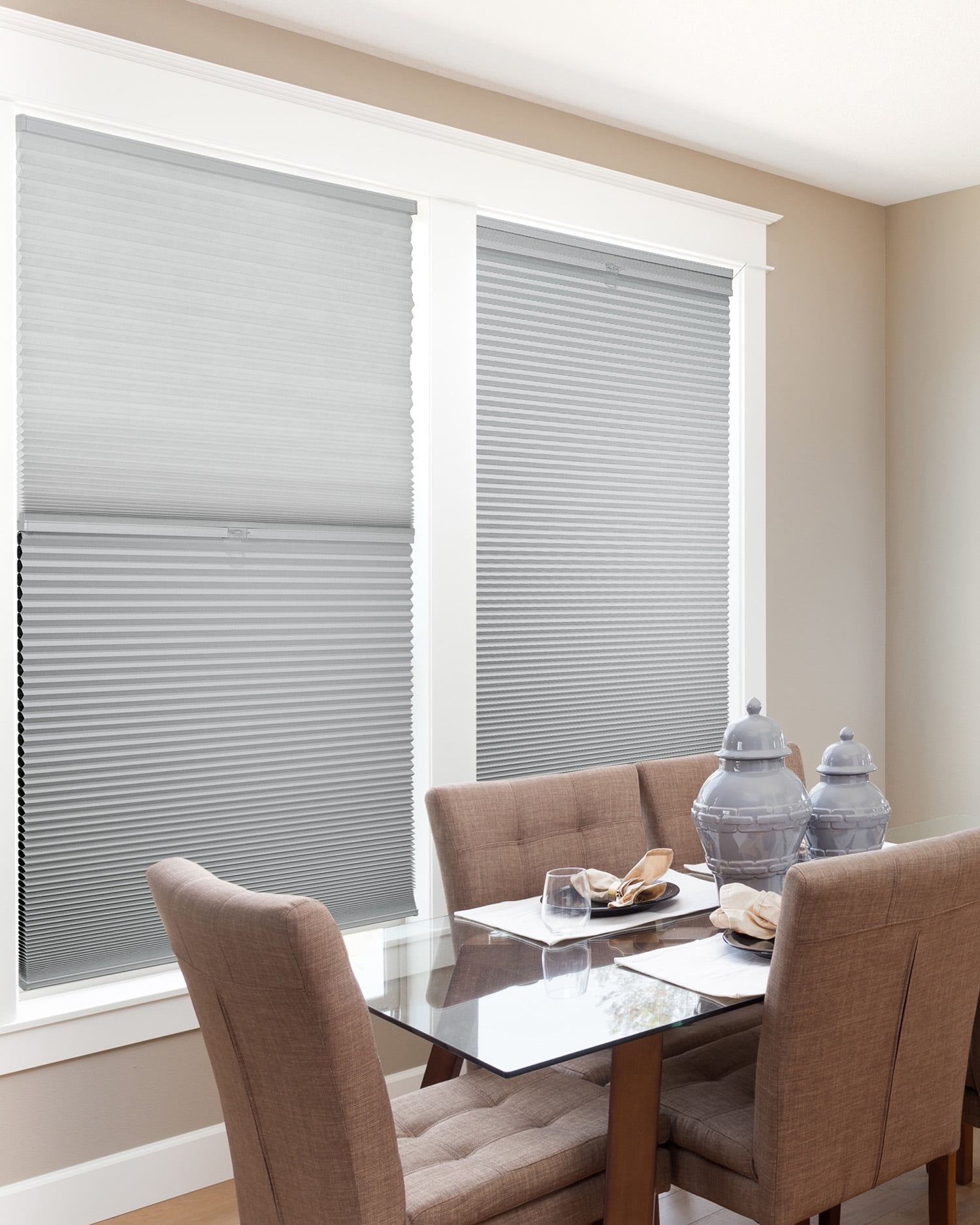 Chicology Day and Night Cordless Cellular Shades, Gray Sheen - 70" X 72"