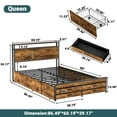 thumbnail image 5 of ZIVACATE Full Bed Frames with Headboard, Full Size Storage Bed Frame with 8 Drawers, Built-in Charging Ports & Outlets, Adjustable Atmospheric LED Lights, Full-Size Metal Foundation Beds, Brown, 5 of 7