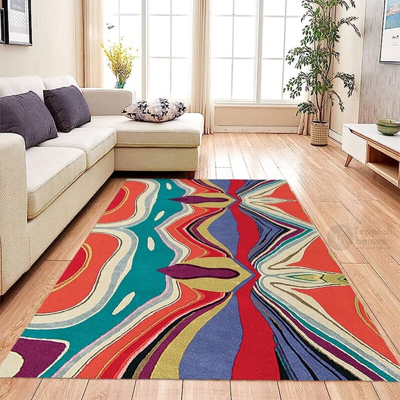 Area Rug 5X7, Geometric Carpet, Hand Tufted Rugs, Hallway, Living room, Rectangle Carpet