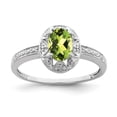 thumbnail image 4 of 925 Sterling Silver Rhodium-Plated Diamond and Peridot Ring Size 5, 4 of 5