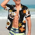 thumbnail image 4 of Uemuo Cat Skulls and Flowers Printed Regular Fit Short Sleeve Casual Hawaiian Shirt for Men,Aloha shirt,Tropical shirt,Floral print shirt,Vacation Beach shirt-XX-Large, 4 of 9