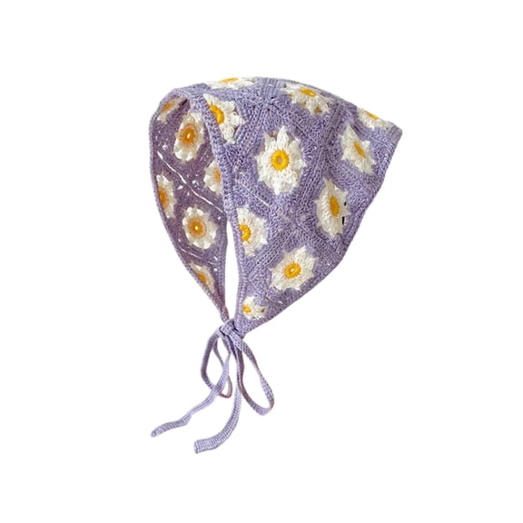 Floral Crochet Hair Bandanas Headscarf Spring Summer Hair Scarf Flower Headband