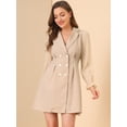 thumbnail image 3 of INSPIRE CHIC Robe Blazer à Carreaux pour Femme à Revers Cranté, à Double Boutonnage, à Manches Longues, 3 of 6