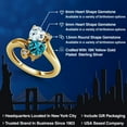 thumbnail image 2 of Gem Stone King 18K Yellow Gold Plated Silver Sky Blue Aquamarine London Blue Topaz and White Lab Grown Diamond Ring for Women (1.71 Cttw, Heart Shape 6MM, Gemstone March Birthstone, Size 7), 2 of 6