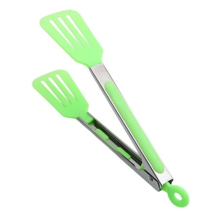 

1/2Pcs Silicone Salad Tools Clamp Cooking Clip Food Tong Kitchen Tongs Stainless Steel GREEN 2PCS