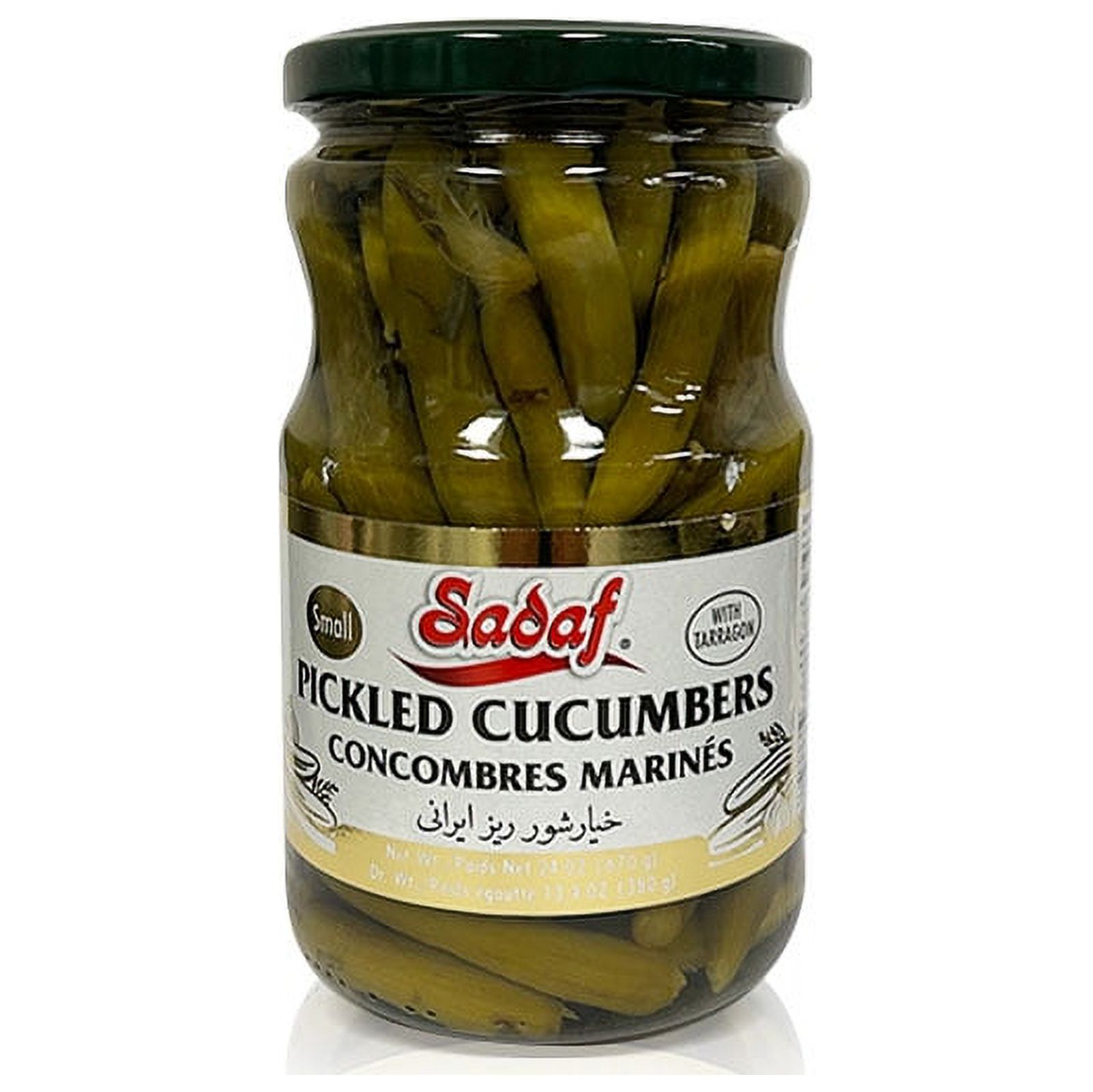 Sadaf Kosher Pickled Cucumbers With Tarragon, Halal, Star-K Certified, 24oz, 2 Pack
