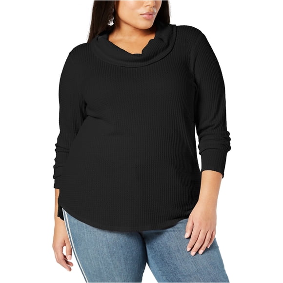 Blusa de punto tipo gofre Style & Co. para mujer negro 1X