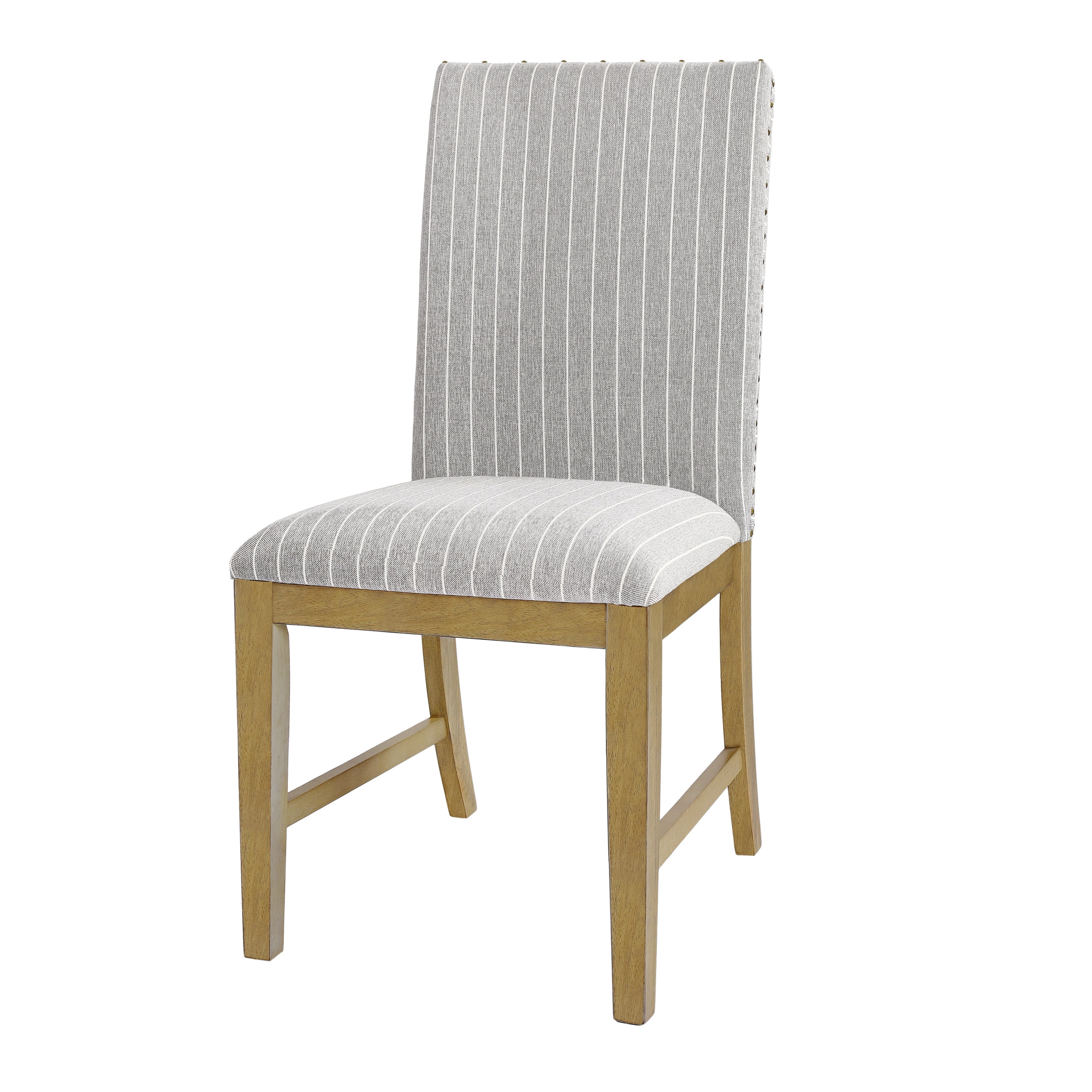 HomePop Upholstered Dining Chair, Set of 2, Light Gray Stripe