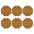 thumbnail image 2 of Fuzoiu Chocolate Plaid Sunflower Print Leather Coasters Set,Drink Coasters Set of 6,for Tabletop Protection, Durable PVC Coasters,Home Décor and Housewarming Gift,Octagon, 2 of 7