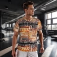 thumbnail image 3 of Wukai Hand Drawn Vintage Coffee Print Men's Short-Sleeved Mesh T-Shirt,Quick-Dry Short Sleeve Workout T-Shirt-3X-Large, 3 of 8