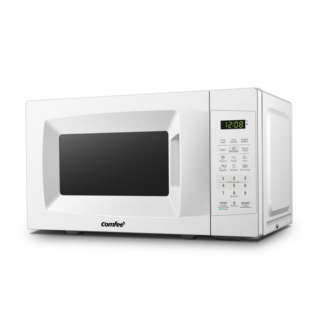 COMFEE' EM720CPL-PM Horno microondas para encimera con sonido encendido/apagado, modo ECO y botones fáciles de un toque, 0,7 pies cúbicos/700 W, blanco perla