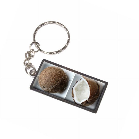 Coconut Closed And Opened Keychain Key Chain Ring
