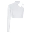 thumbnail image 4 of Sholeno Womens Sparkly 2 Pieces Lyrical Modern Dance Outfits Asymmetrical Shoulder Crop Tops with Pants Set White L, 4 of 6