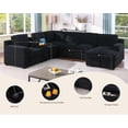 thumbnail image 4 of Hybition Modern Chenille Sofa Pull out Sofabed & Multifunctional Console-Black, 4 of 8