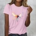 thumbnail image 2 of Sexlip Women's Dragonfly Print Short Sleeve T Shirt Cute Design Lightweight Material Daily Casual Wear Pink S, 2 of 4