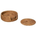 thumbnail image 2 of Kouboo Loma Round Rattan Coasters with Holder, Set of 4 Coaster, Cup Base Plates & Dishes Insulated Hot Pads Pot Living & Dining Room, Kitchen, Latte, 2 of 11