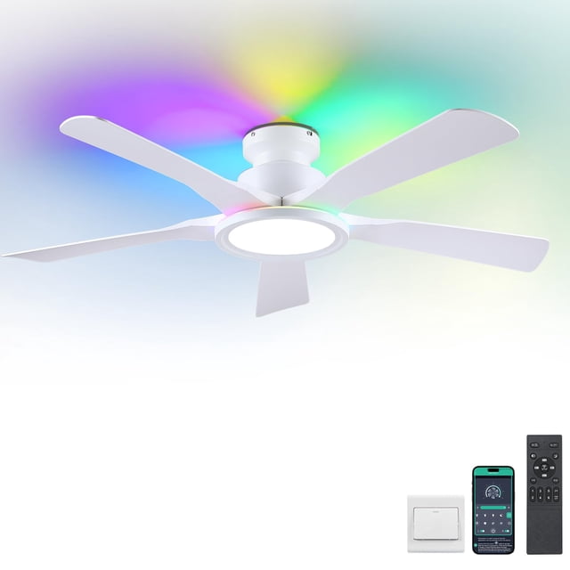 Ventilador de techo Wiviniya de 52 pulgadas con luces y control remoto blanco