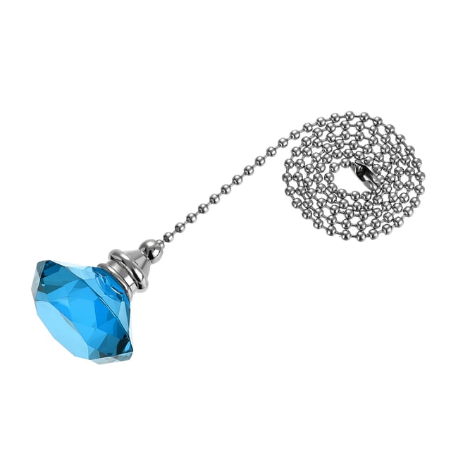 Unique Bargains Ceiling Fan Pull Chain Decorative Crystal Chain Extension Diamond Pendant Light Blue