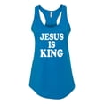 thumbnail image 2 of Jesus Is King Bible Scripture | Womens Christian Jersey Racerback Tank Top, Turquoise, X-Large, 2 of 3