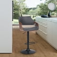 thumbnail image 6 of Armen Living Indoor Aspen Adjustable Swivel Gray Faux Leather and Walnut Wood Bar Stool with Black Base, 6 of 10