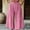 Pink, variant on LADIGASU Women's Solid Elastic Waistband Button Cotton And Linen Cropped Wide-leg Casual Trouser Pants With Pocket