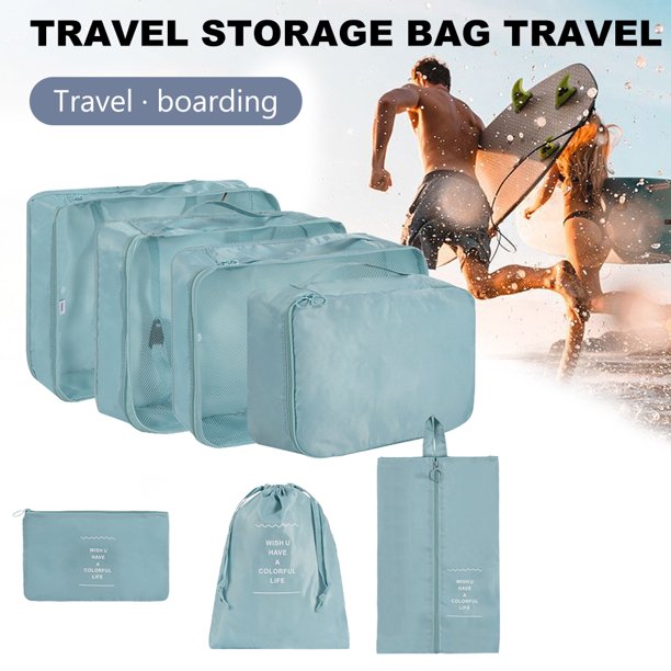 Bolsas De Almacenamiento De Viaje Bolsa de maquillaje de viaje Bolsa de almacenamiento de equipaje impermeable para sábanas Ropa interior (Azul)