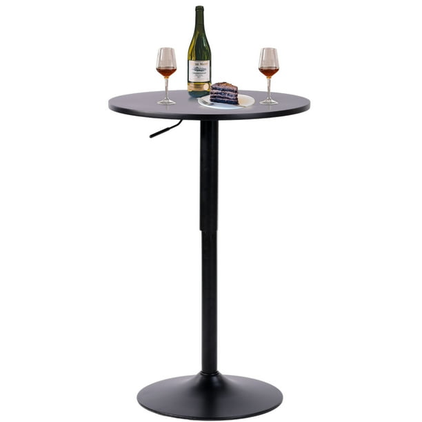 Mesa de Bar Redonda Rotación Negro, Altura Ajustable HOMEMAKE FURNITURE Moderno