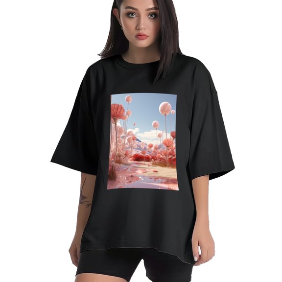 Plus Size Shirt for Women Black Tops for Women Short Sleeves Shirt for Women Flowers6 T Shirt Crewneck Shirt for Women XS