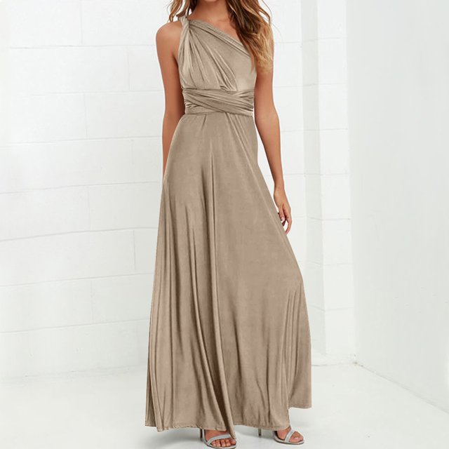 mfyjkho Vestidos de verano para mujer, Vestido de mujer con falda larga, sin espalda, estilo vendaje, multiusos, de color liso y múltiples cuerdas Vestidos de fiesta para mujer l