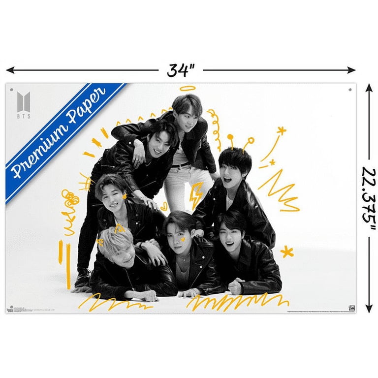 BTS - MOS7 - BW Wall Poster with Push Pins, 22.375
