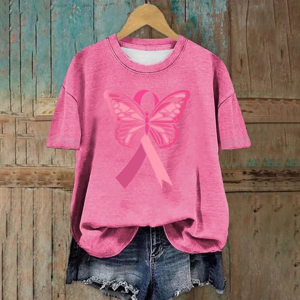 Puntoco Blusas casuales de moda para mujer, camisetas estampadas con cuello redondo, camisetas de manga corta