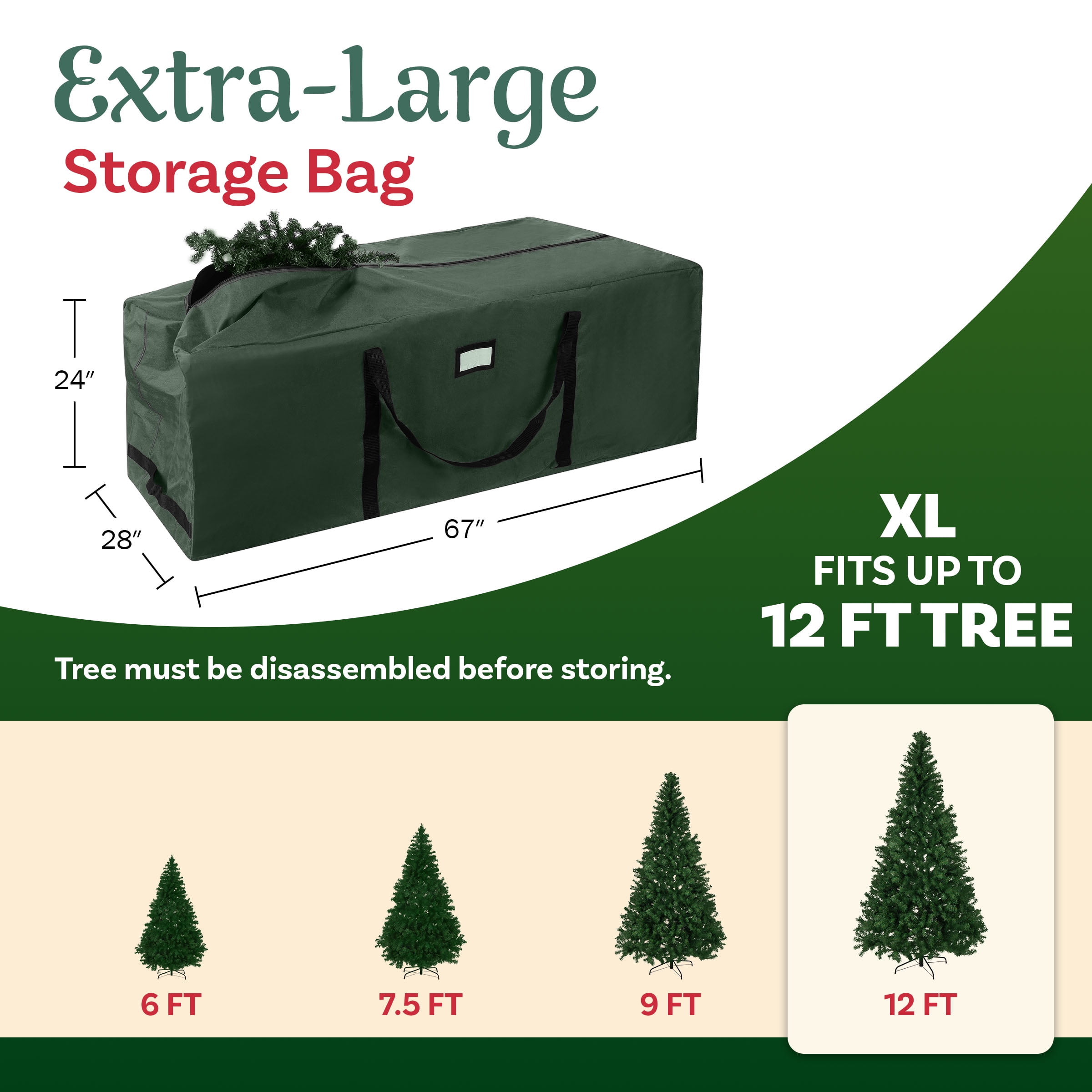 Elf Stor Rolling Christmas Tree Storage Bag- For 12 FT Artificial Trees