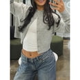 thumbnail image 6 of Women's Solid Color Button Front Cardigan Sweater – Long Sleeve Short Knit Top for Casual Work Outfits, 6 of 6