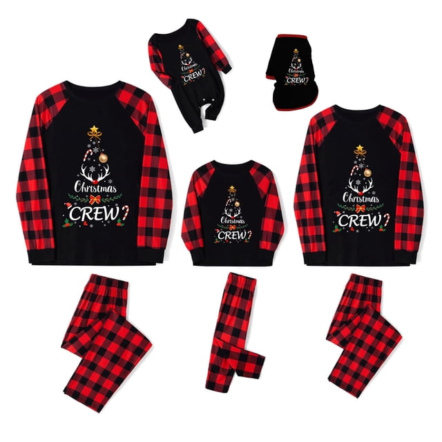 Pijamas navideños familiares Meihuid, conjunto de pijamas navideños 2023, ropa de dormir navideña, divertidos pijamas familiares a juego con estampado de Papá Noel.