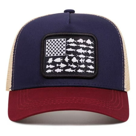 USA Fish American Flag embroidered Hat Fishing Gifts for Men Women Funny Fish Flag Trucker Hat Baseball Cap for Fisherman Unique Stuff