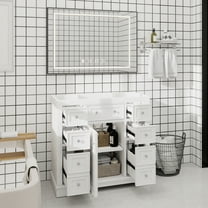 36" Bathroom Vanity without Sink, Cabinet Base Only, One Cabinet and Six Drawers, White