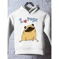 thumbnail image 3 of I Love Pugs Hoodie Toddler -Image by Shutterstock,  5 Toddler, 3 of 4