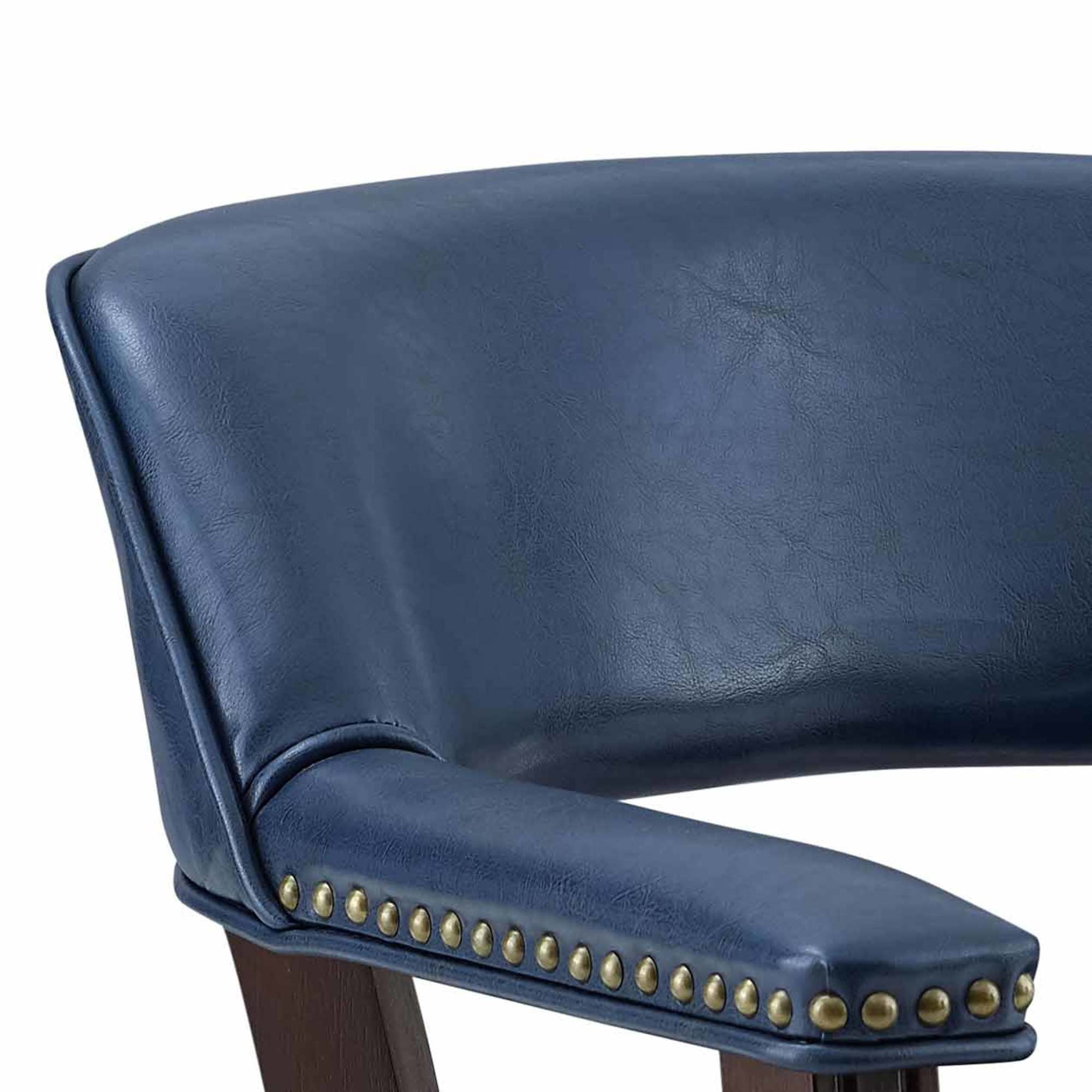 Steve Silver Tournament Faux Leather Dining Chairs with Arms, Navy