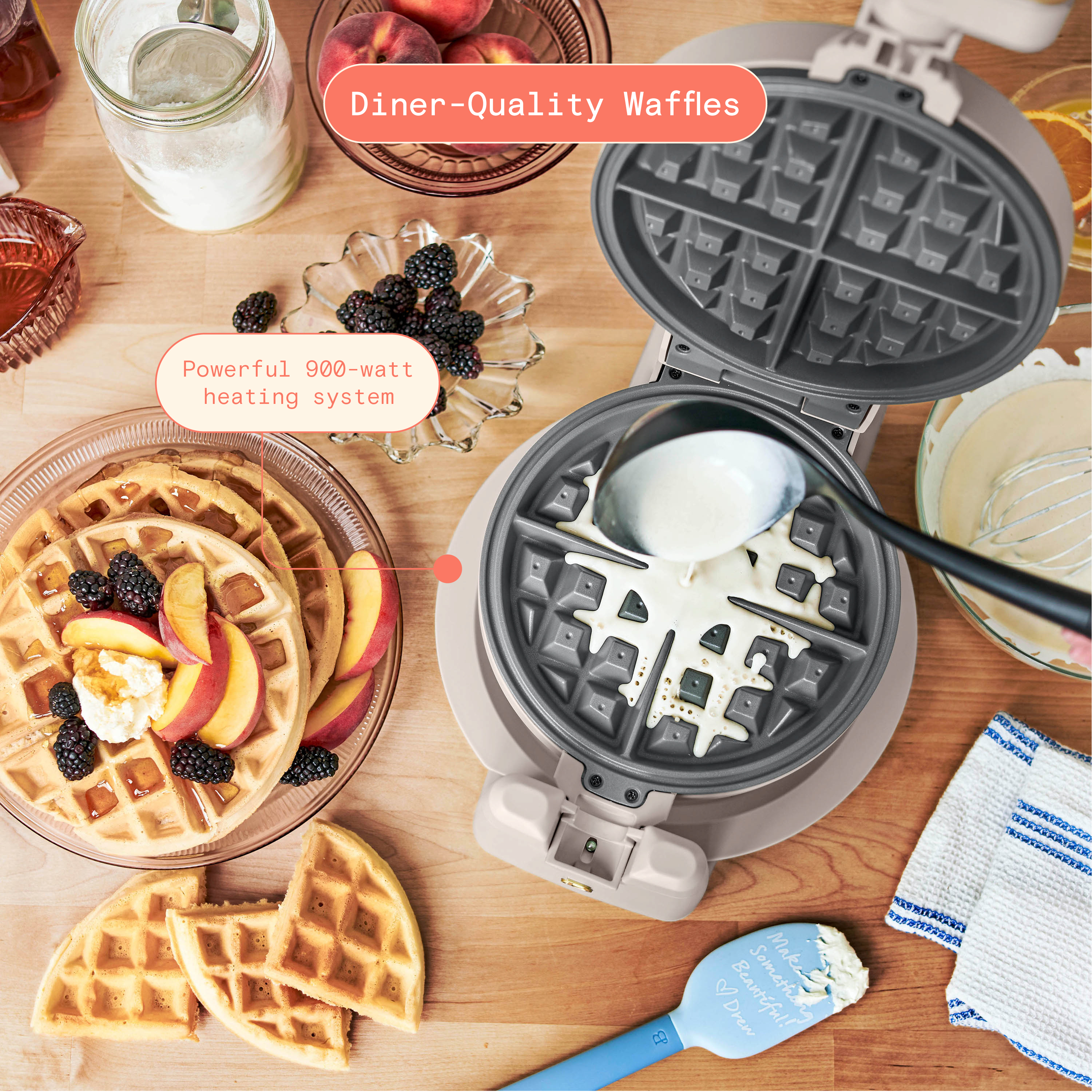 Beautiful Rotating Belgian Waffle Maker, Porcini Taupe photo 5