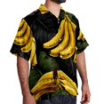 thumbnail image 2 of Banana Men's Short Sleeve Poplin Shirts, Casual Printed Button Down Tops for Summer Beach, Unisex with Spread Collar, 2 of 6
