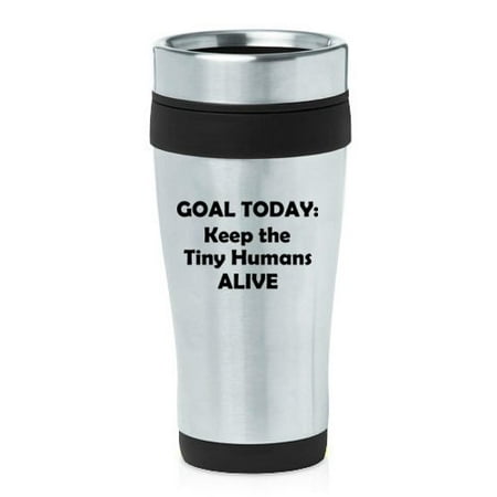 Funny Teacher Travel Mugs 16 oz Insulated Stainless Steel Travel Mug Keep The Tiny Humans Alive Funny Teacher Nurse Pediatrics Gift (Black) ()