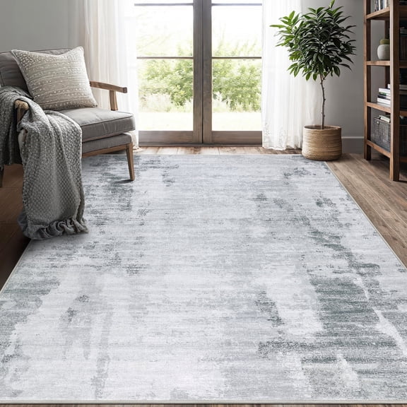 Aonewoe 5x8 Area Rugs for Living Room Abstract Washable Rugs Soft Neutral Bedroom Rug Non Slip Indoor Carpet for Living Room, Dining Room, Playroom, Office (Gray)